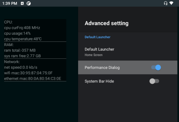 Zidoo-M6-Android-11-Performance-Dialog