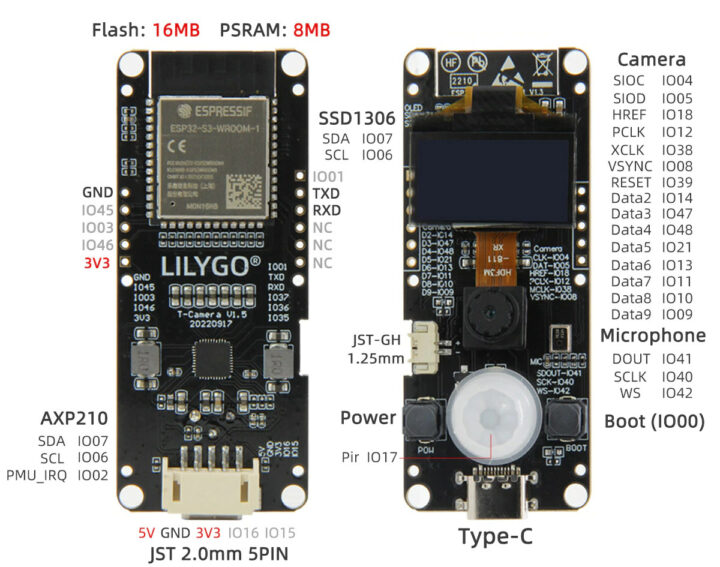 ESP32 S3 board camera display PIR sensor