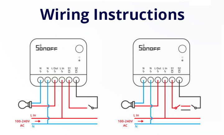 SONOFF MINIR4 Wiring instructions