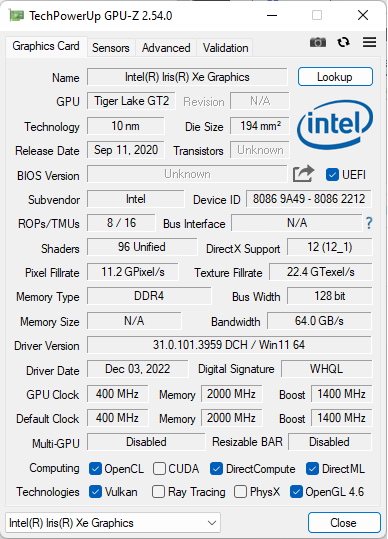 GEEKOM Mini IT11 GPU Z