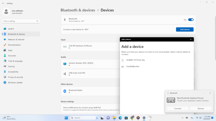 Bluetooth Connection Lofree Flow 84