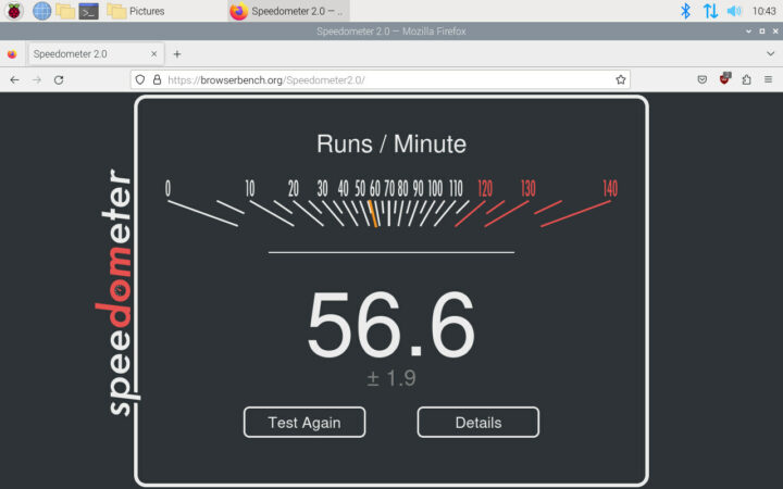 Raspberry Pi 5 Firefox Speedometer 2.0