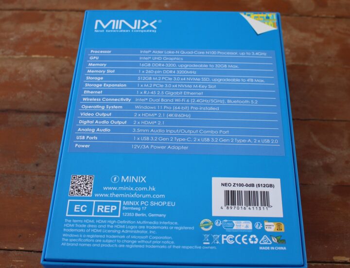 MINIX Z100-0dB package specifications