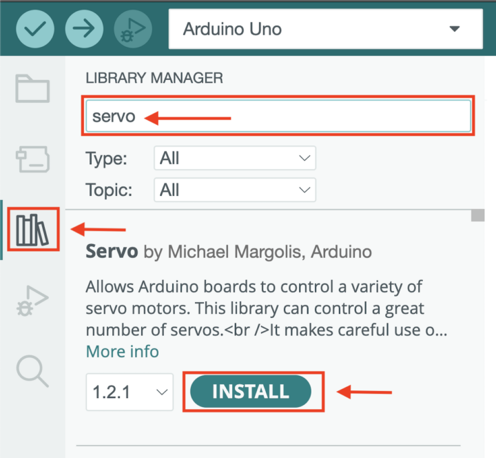SunFounder GalaxyRVR Add Servo Library in Arduino IDE