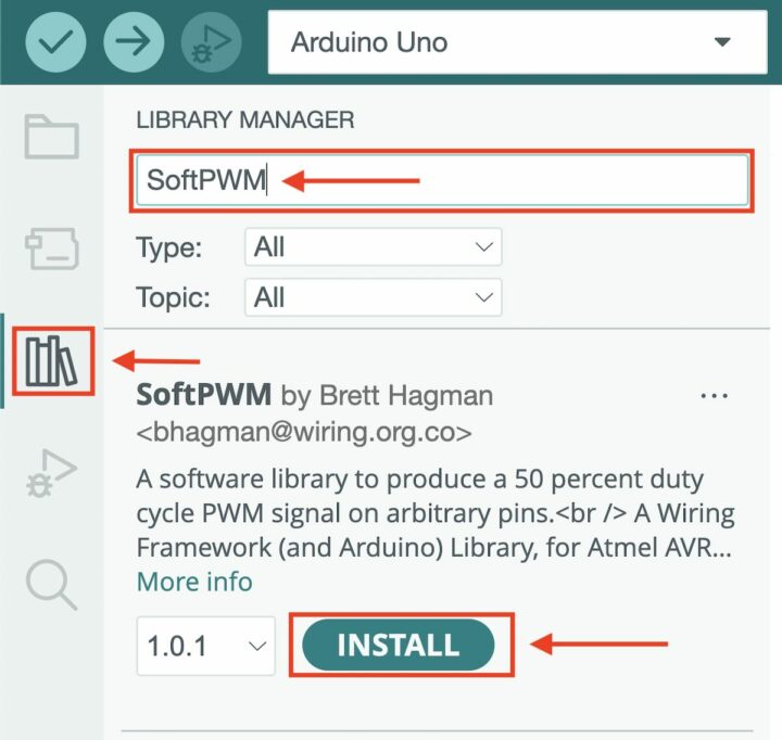 SunFounder GalaxyRVR Add SoftPWM Library in Arduino IDE