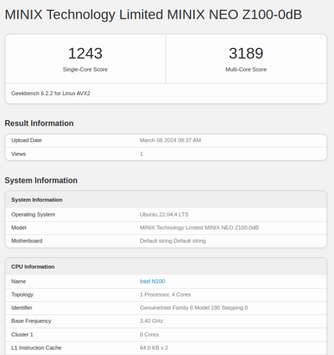 MINIX Z100-0dB geekbench6