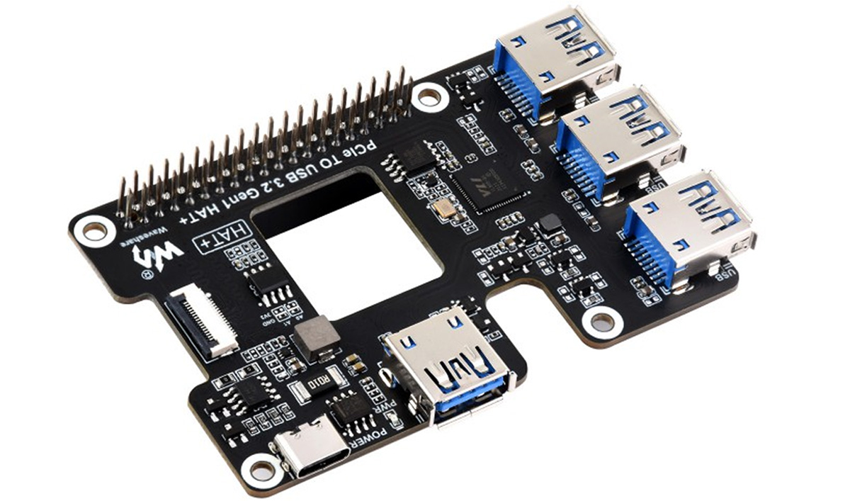Waveshares PCIe To USB 3.2 Gen1 HAT for Raspberry Pi 5