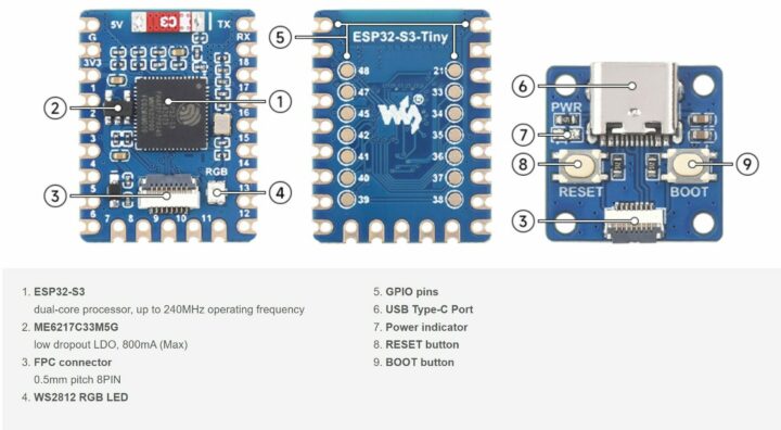 ESP32-S3-Tiny Kit Devices Onboard 