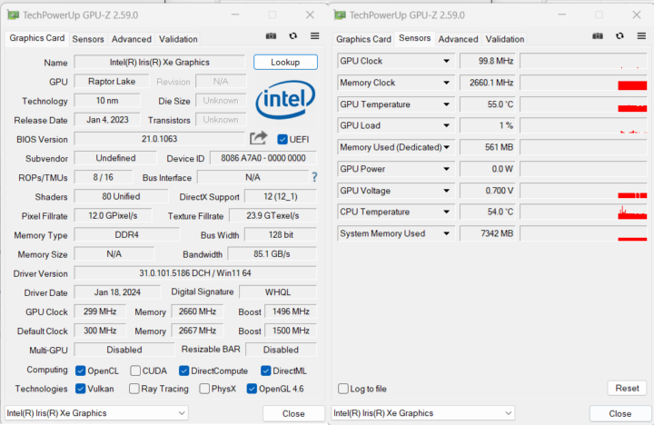 GPU Z Intel Iris Xe Graphics