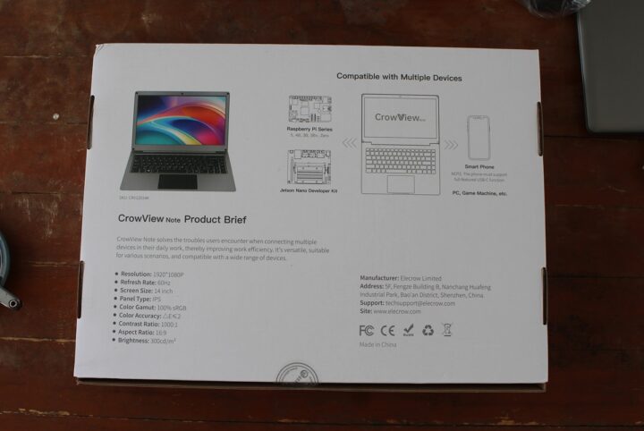 CrowView Note Monitor package back