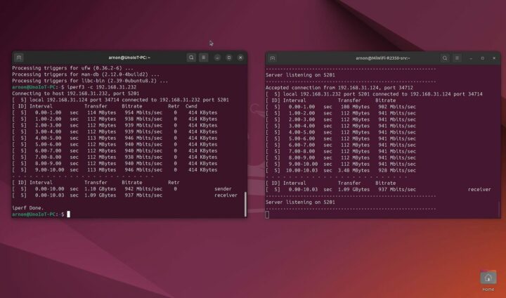 ubuntu24 iperf3 ethernet