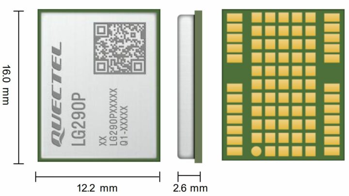 Quectel LG290P GNSS module dimensions