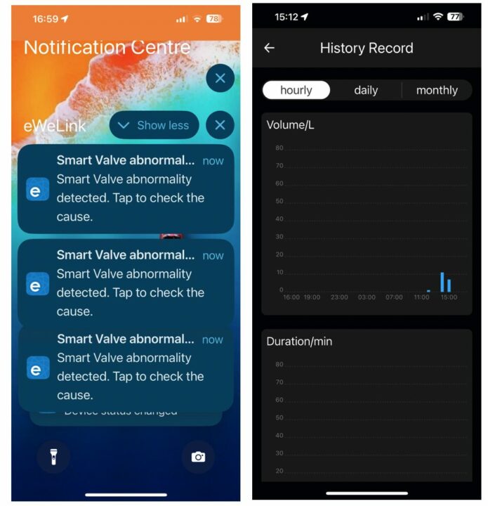 SonoffZBWaterValve AbnomalNotification+HistoricalRecord