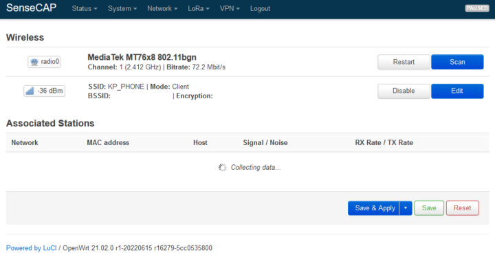 SenseCAP M2 LoRaWAN Indoor Gateway data เชื่อมต่อเข้ากับ SSID 