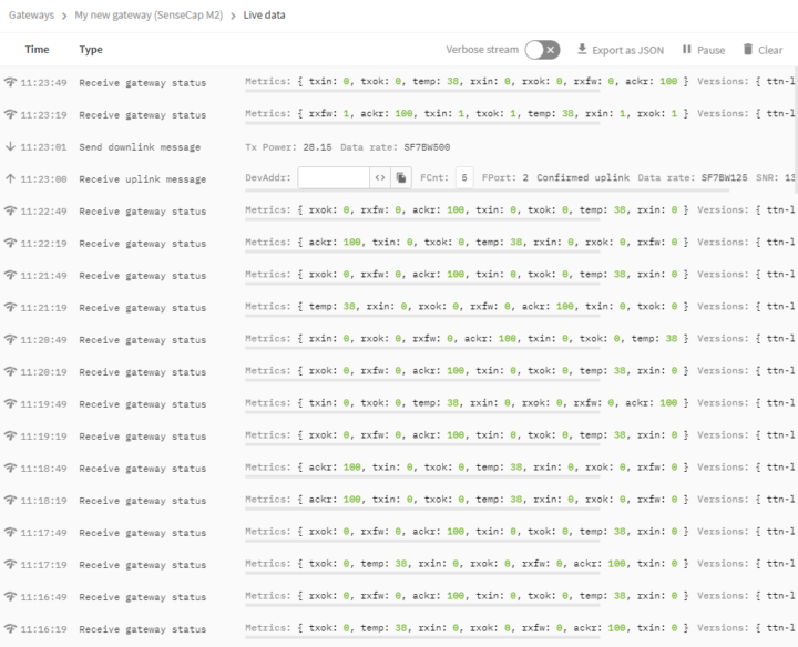 Live data จากเซ็นเซอร์