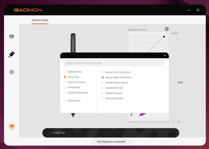 GAOMON pen key linux