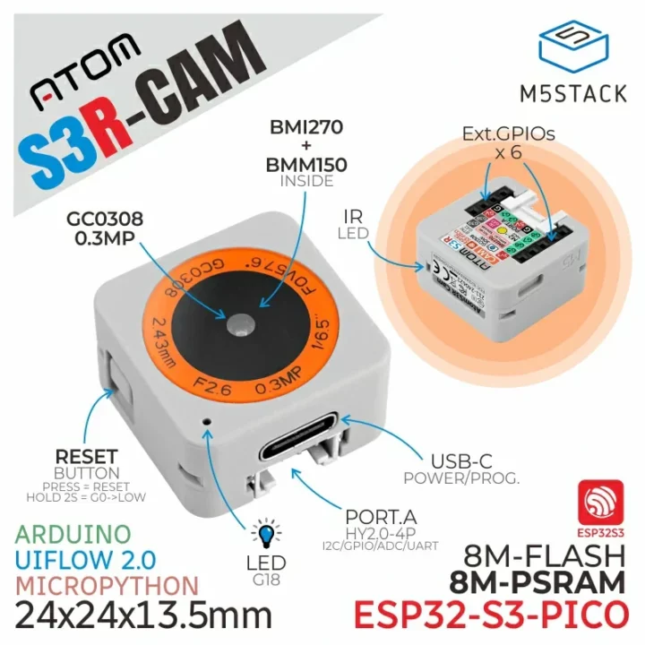 M5Stack ATOMS3R Cam features