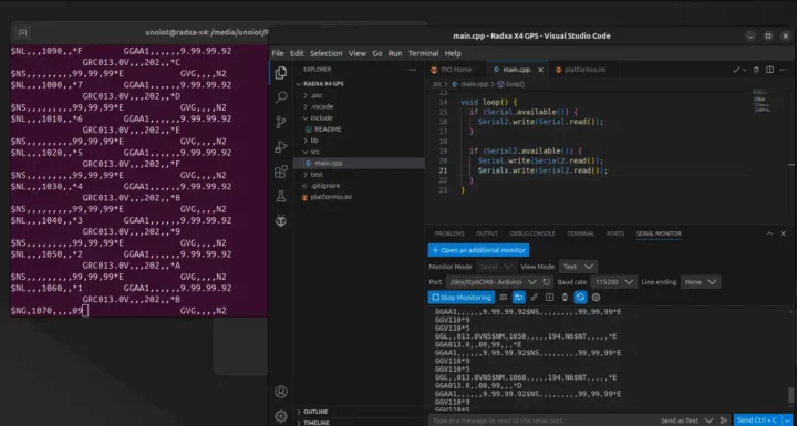 Radxa X4 GPIO test minicom