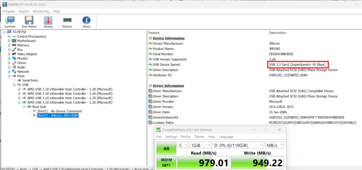 USB 3.2 port 3 speed