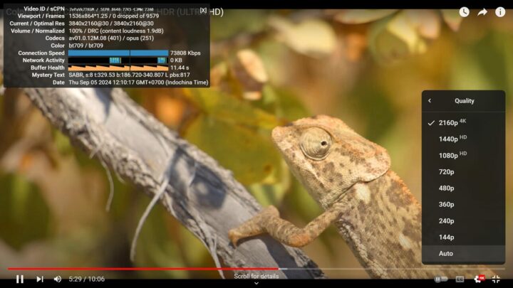 Youtube chrome 4k p30