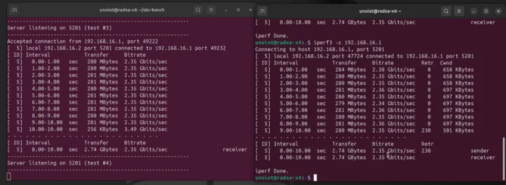 Radxa X4 SCB Ubuntu 24.04 iperf3