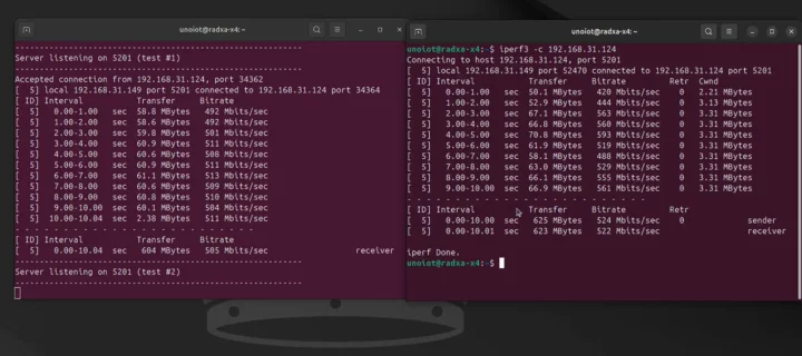 Radxa X4 SCB Ubuntu 24.04 iperf3 wifi