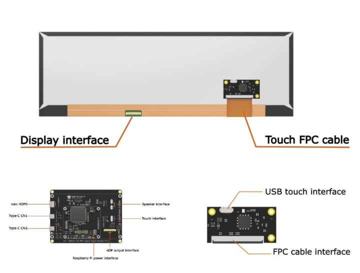 14 inch IPS touch display driver board and touch control board