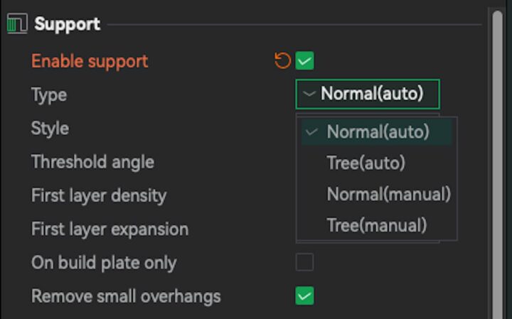 FlsunSlicer support type