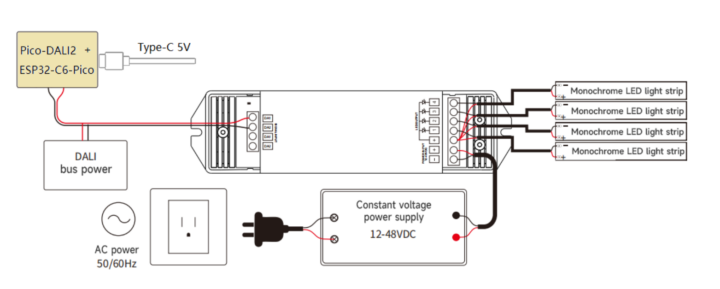 Pico DALI2 connection diagram for ESP32-C6-Pico