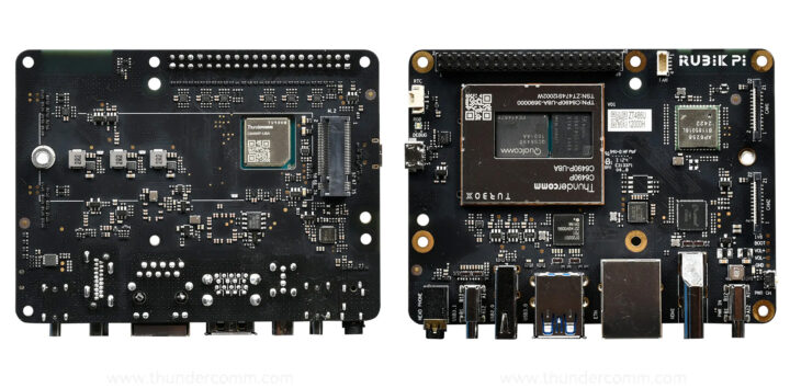 RUBIK Pi AI SBC top and bottom