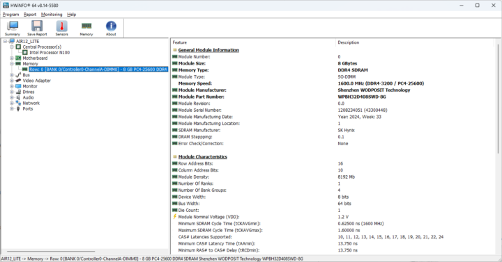 HWiNFO RAM DDR4 3200 8GB