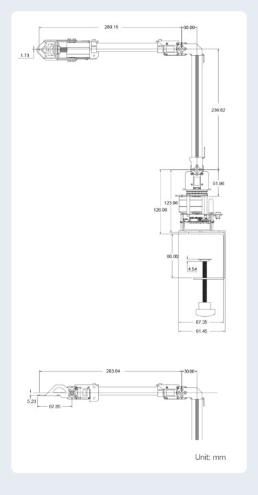 ESP32 robotic arms details size