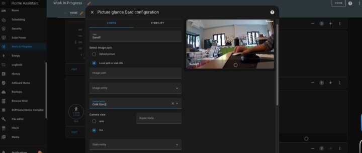 SONOFF CAM Slim Gen2 HomeAssistant Picture Glance Card