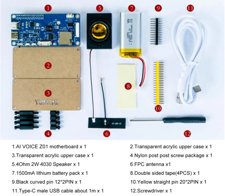 ESP32-AIVoice-Z01 Development Kit list