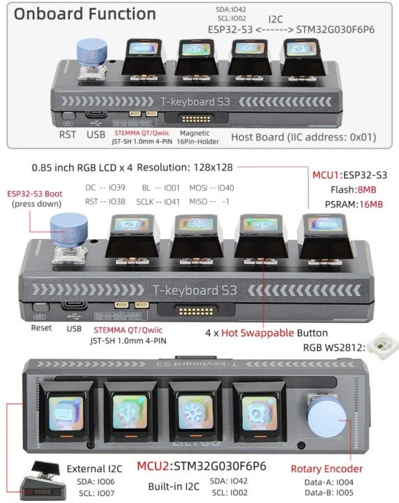 4-Key USB mechanical keyboard adds rotary encoder