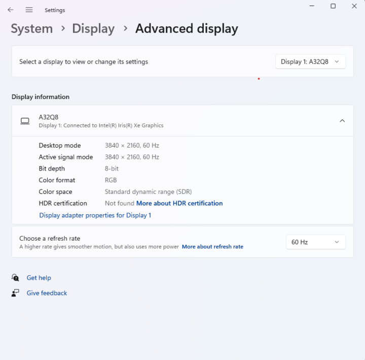 System Display advance windows