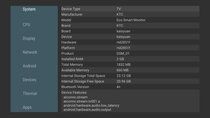 KTC A32Q8 Smart Monitor aida64 system