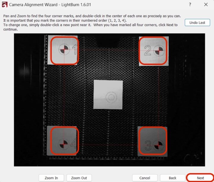 Laser Engraver LightBurn Intersections of the four corner