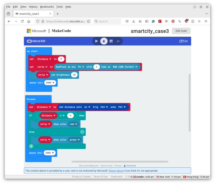 Microsoft MakeCode Garbage Disposal Code