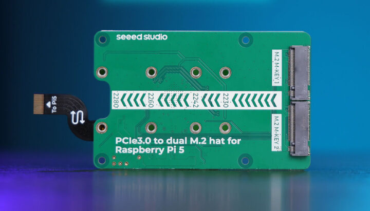 PCIe 3.0 to dual M.2 HAT for Raspberry Pi 5