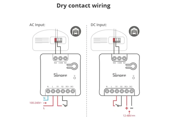 SONOFF MINI D dry contact wiring