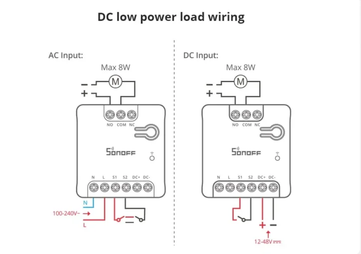 SONOFF MINI D wiring DC load