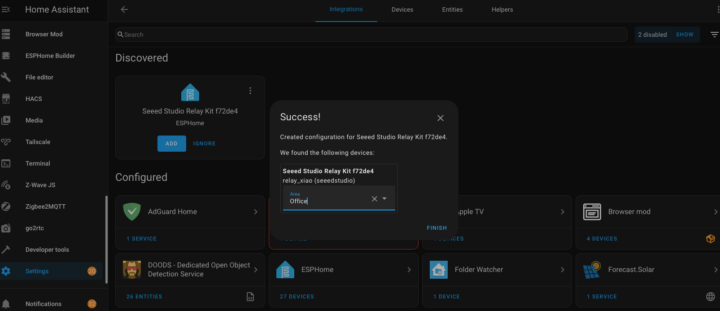 SeeedStudio 2ch AC Relay HomeAssistant2