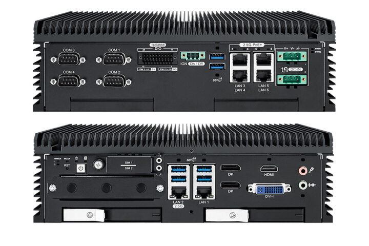 Vecow ECX-4000 Intel 200S powred fanless Edge AI system front and back