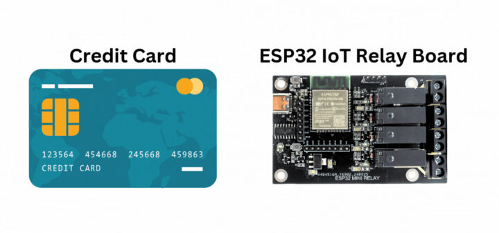 Credit card sized ESP32 quad relay board