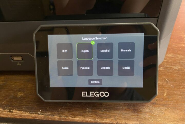 ELEGOO Centauri Carbon 3D printer Touch Screen Languae selecton