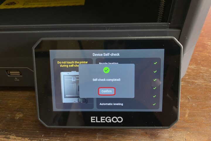 ELEGOO Centauri Carbon 3D printer Touch Sreen Setting Self check complete