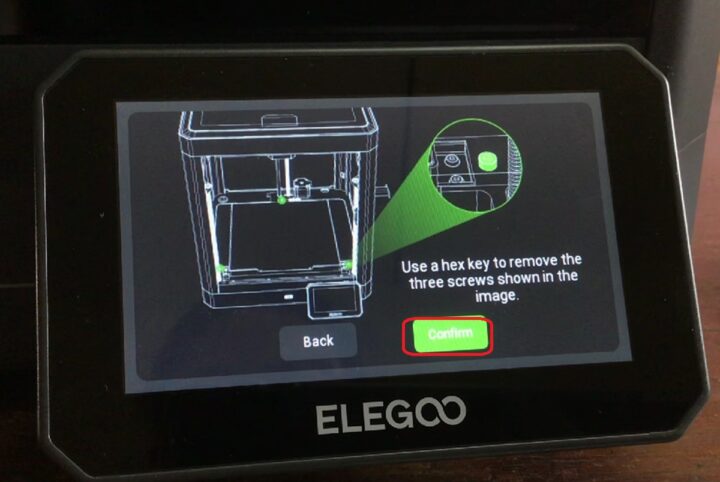 ELEGOO Centauri Carbon 3D printer Touch Sreen Setting remove the three fixed screws