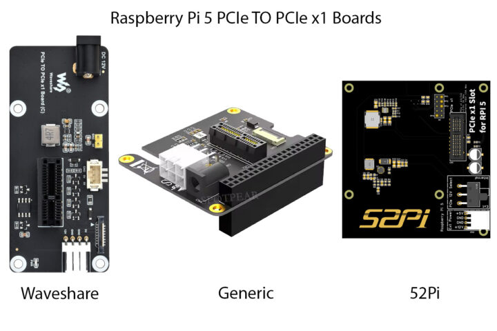 Raspberry Pi 5 PCIe to PCIe x1 Boards