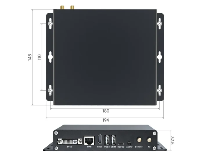 MYiR MY EVC700S V2 Allwinner T113-i gateway dimensions